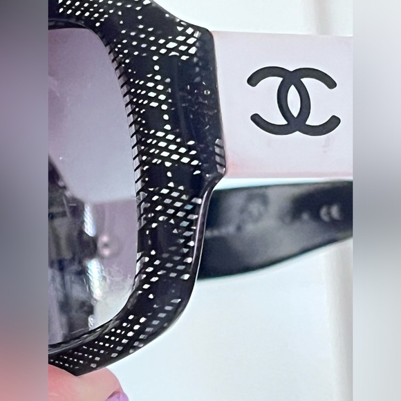 Chanel Sunglasses Black Frames White CC Logo